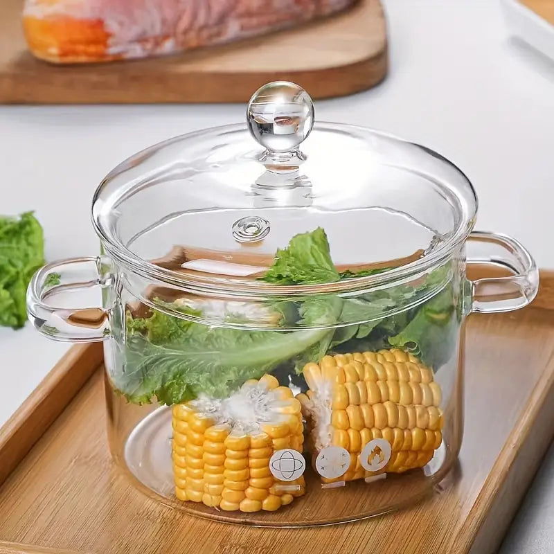 KookZicht Glasso – Transparenter Glas-Kochtopf mit Griffen (1360 ml) | Karnz