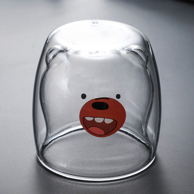 Glasbecher Doppelt Wandglasbecher Bären Tier Doppelschicht-Glasbecher | Karnz
