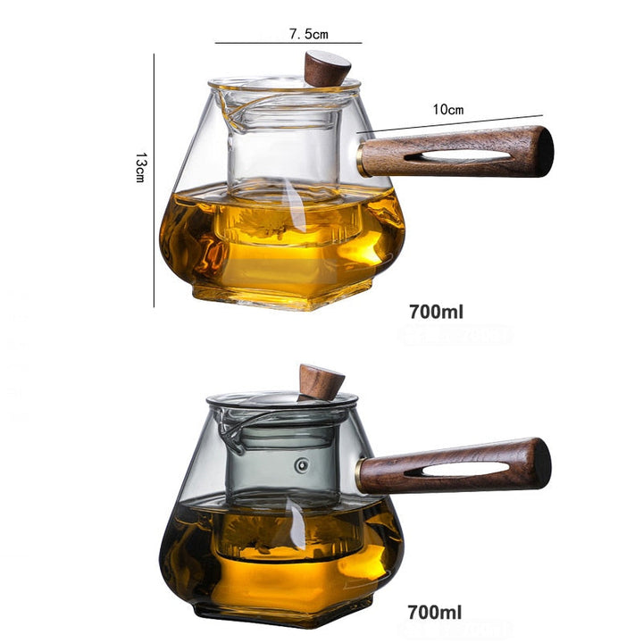 Glas Topf Filter Holzgriff Teezermonie Transparente Teewaren Sets | Karnz