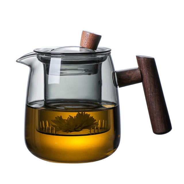 Glas Teekanne Holzgriff Teezeremonie Transparent Set Tasse | Karnz