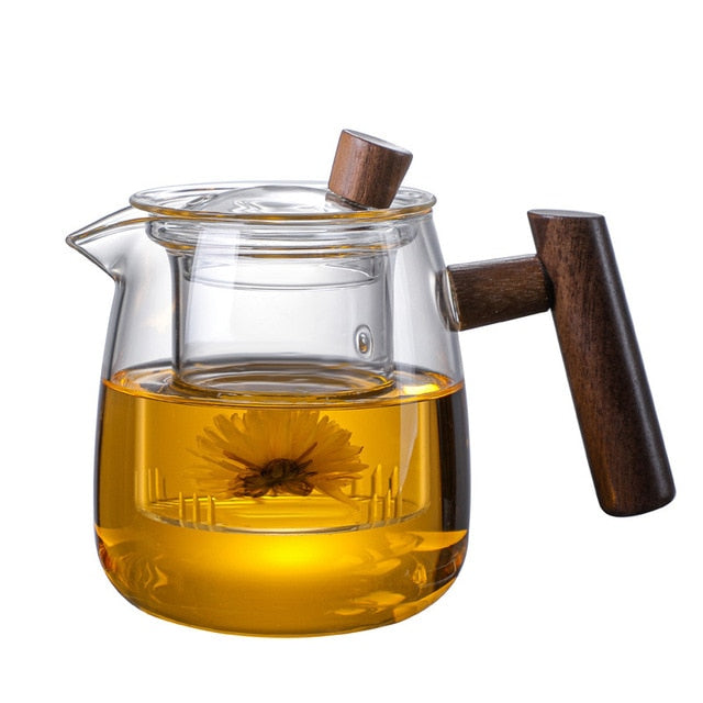 Glas Teekanne Holzgriff Teezeremonie Transparent Set Tasse | Karnz