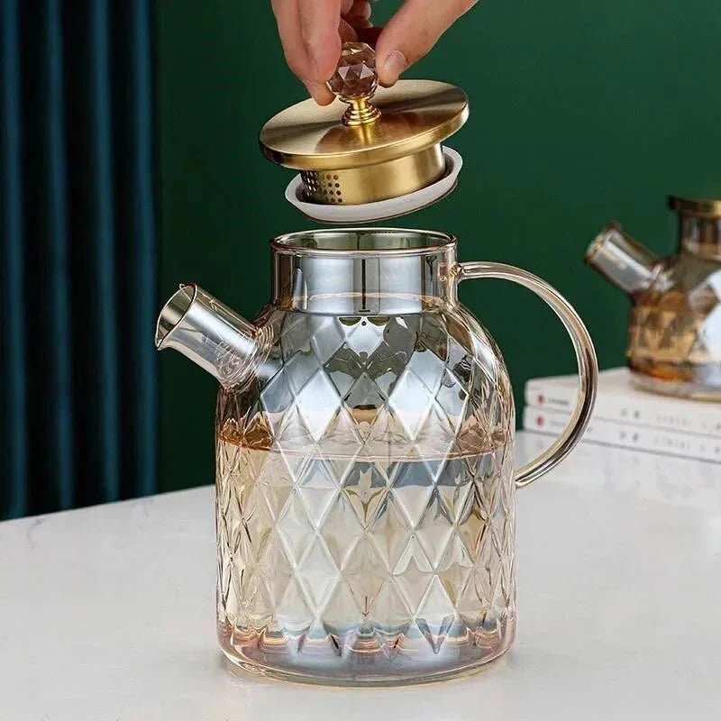 Glas Wasserflaschen Bernsteinfarbe Zuhause Blumen Teekanne Kessel Thermoskanne | Karnz