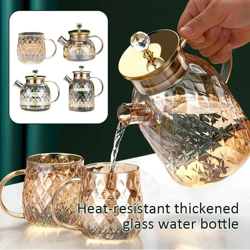 Glas Wasserflaschen Bernsteinfarbe Zuhause Blumen Teekanne Kessel Thermoskanne | Karnz