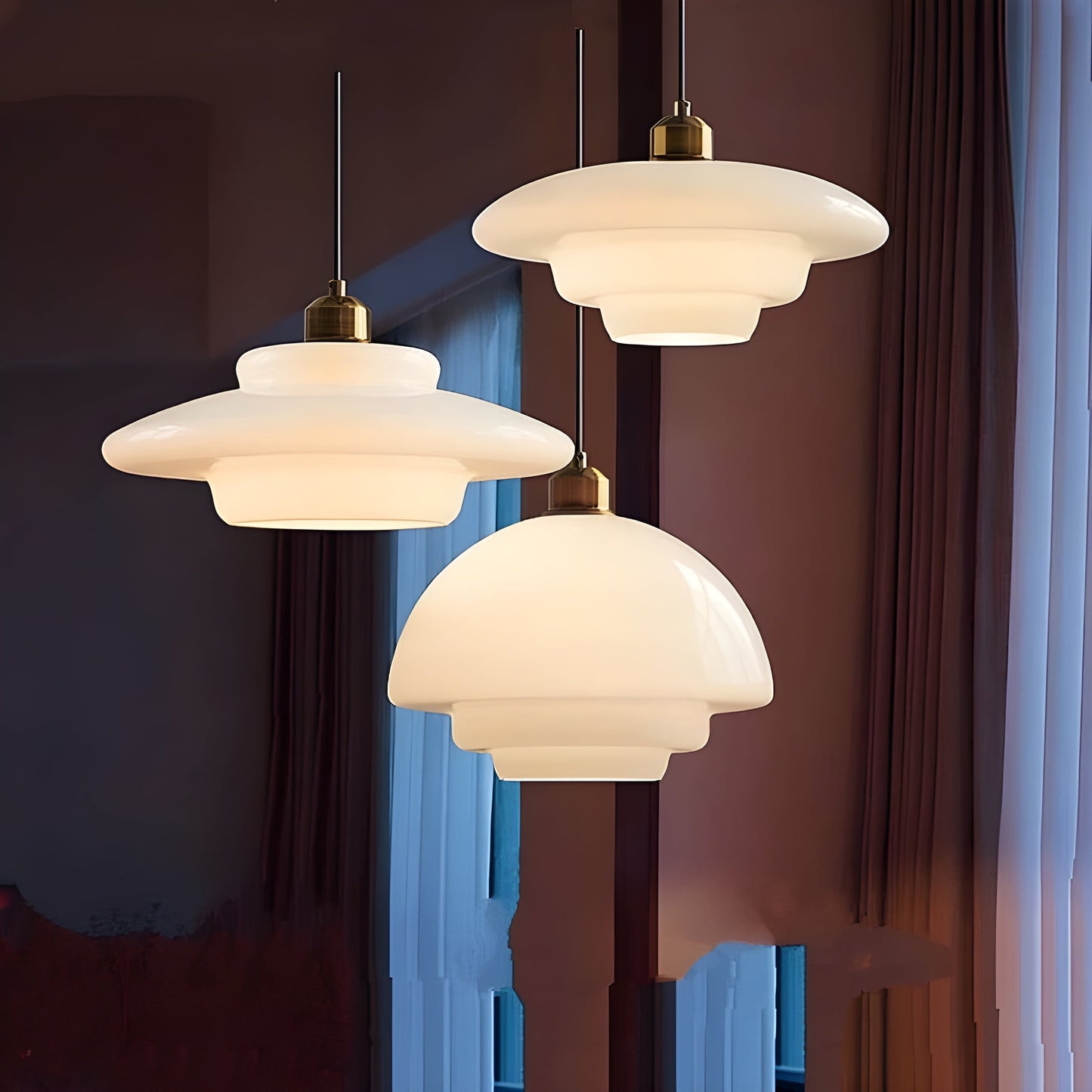 AuraBeam Licht – Minimalistische cremefarbene LED-Pendelleuchte aus Glas | Karnz