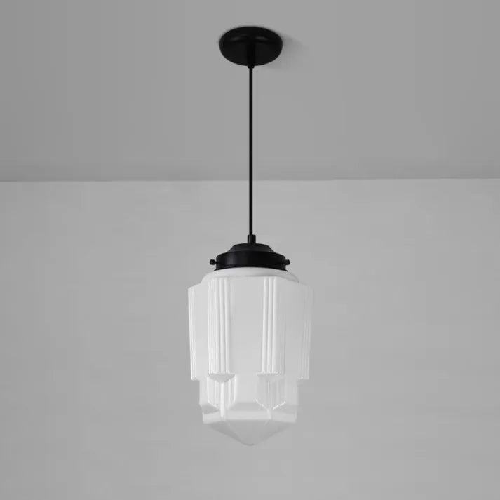 Vintage Geometrische Hängelampe aus Mattglas – Retro Pendelleuchte für Esszimmer | Karnz