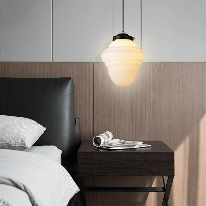 Vintage Geometrische Hängelampe aus Mattglas – Retro Pendelleuchte für Esszimmer | Karnz