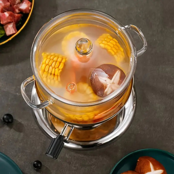 KookZicht Glasso – Transparenter Glas-Kochtopf mit Griffen (1360 ml) | Karnz
