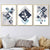BOTANISCH Set aus 3 abstrakten geometrischen Blumendrucken in Marineblau und Türkis