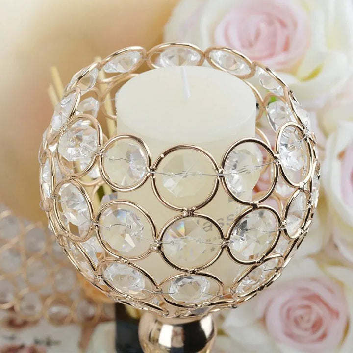 Goldene Kristallblumenform Kerzenhalter Set - Metall Klassisches Design | Karnz