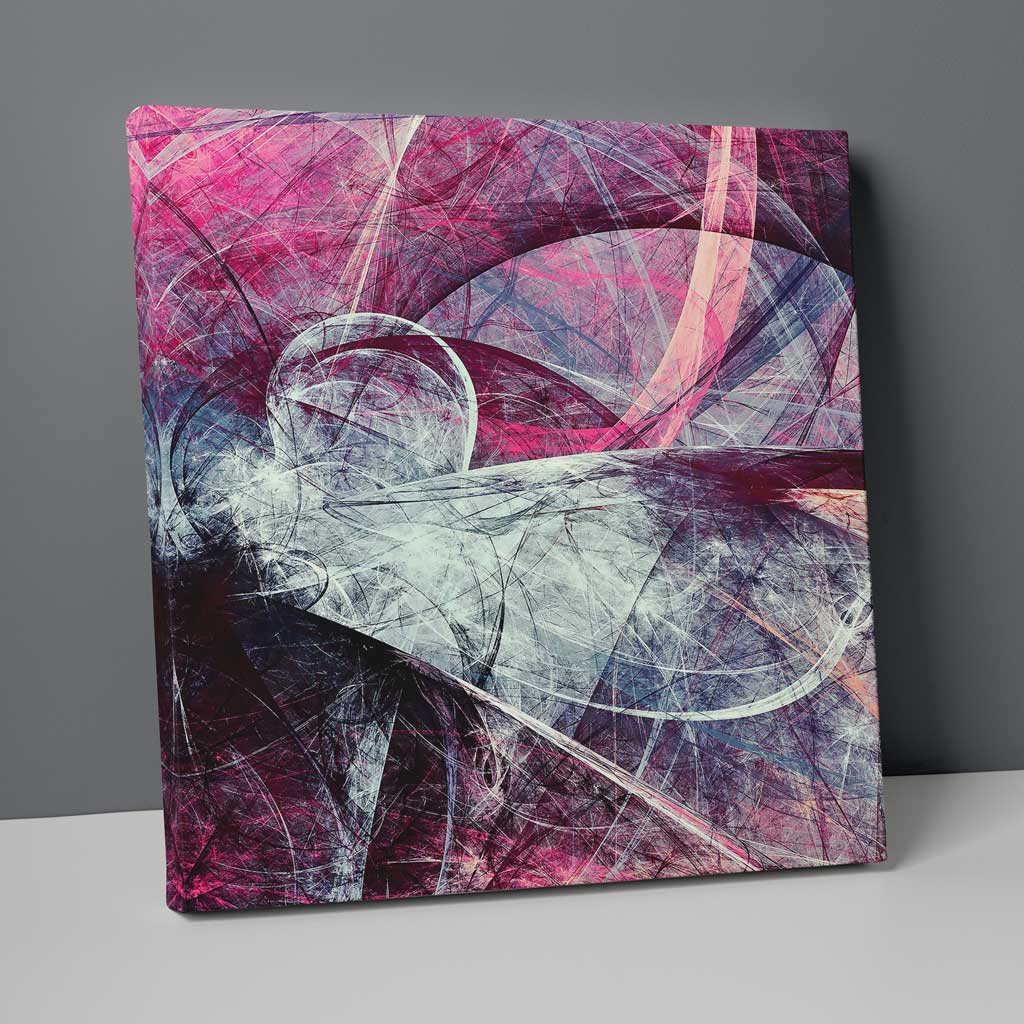 Abstraktes fraktales Grau-Lila-Rosa Nr. 3, Kunstdruck auf Leinwand