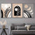 Boho-Stil, abstraktes 3er-Set Wandbilder in Schwarz, Beige und Grau