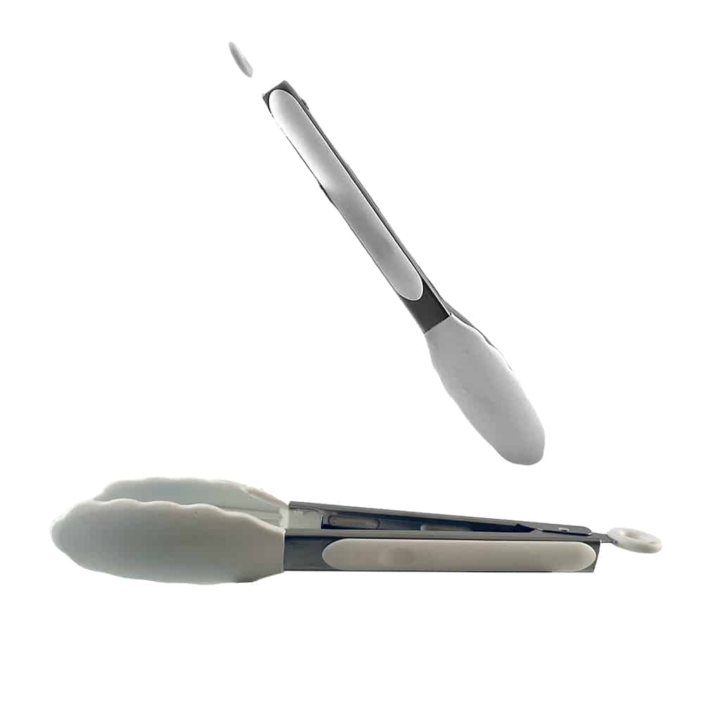 Grillzange aus Silikon und rostfreiem Stahl - 23/30 cm - Weiß / Schwarz | Karnz