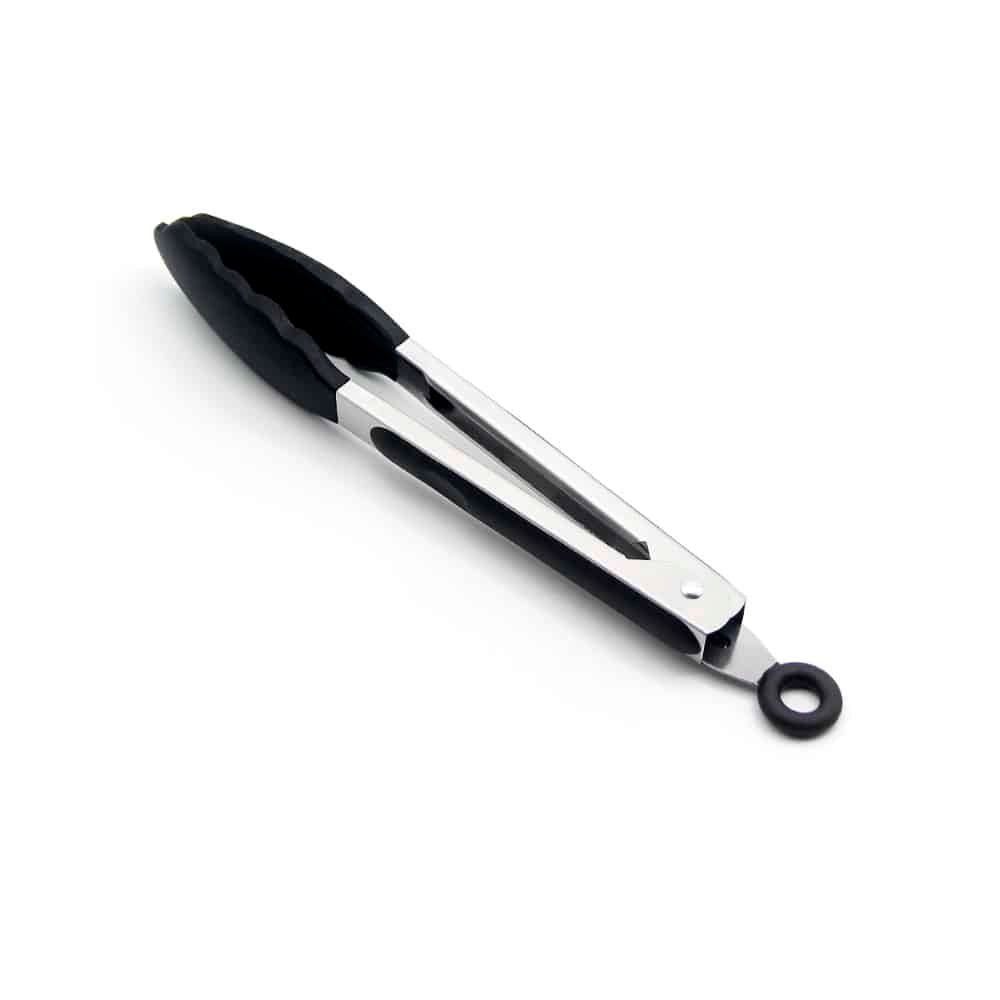 Grillzange aus Silikon und rostfreiem Stahl - 23/30 cm - Weiß / Schwarz | Karnz