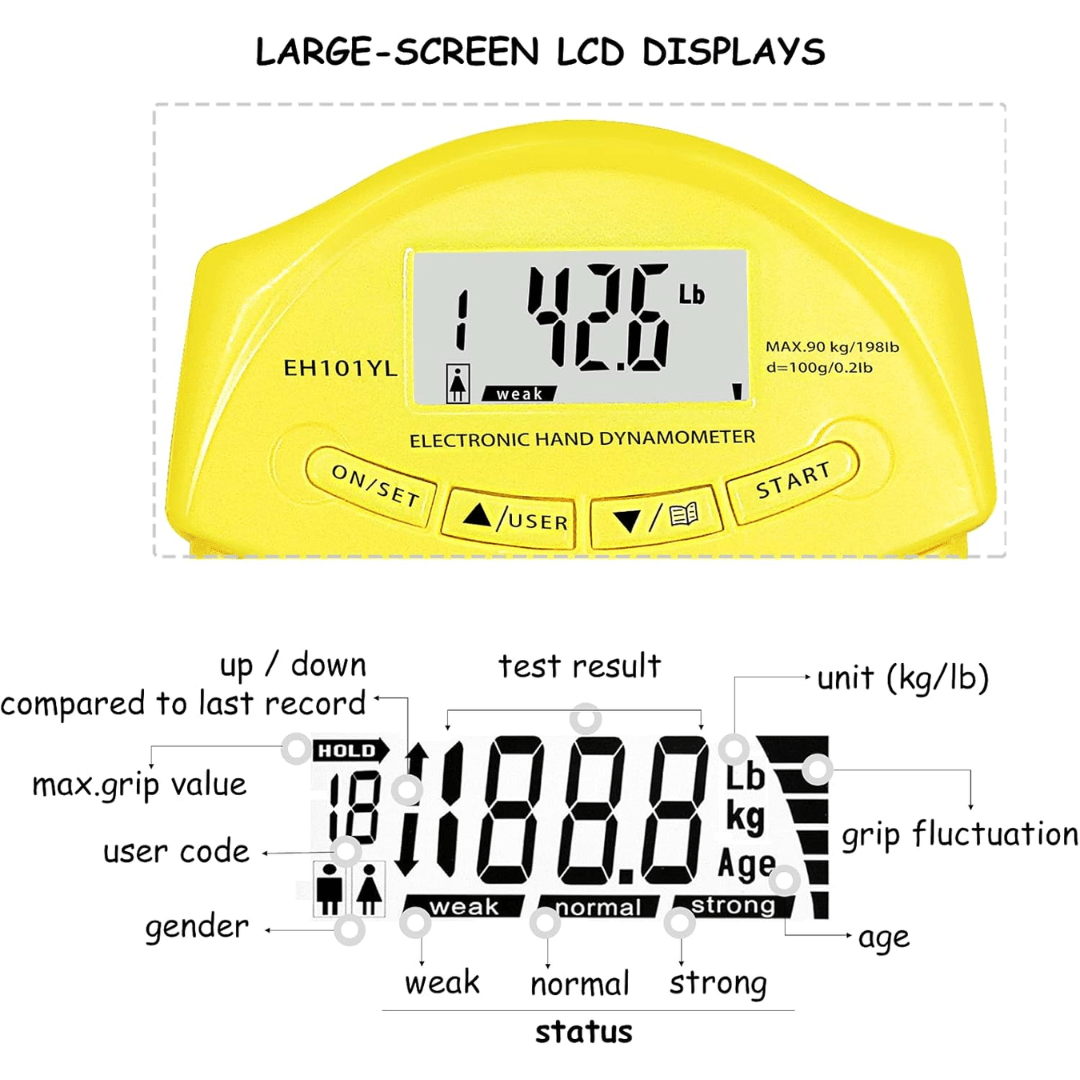 HANDPOWER PRO – Digitales Handdynamometer zur präzisen Messung der Griffkraft bis 90 kg