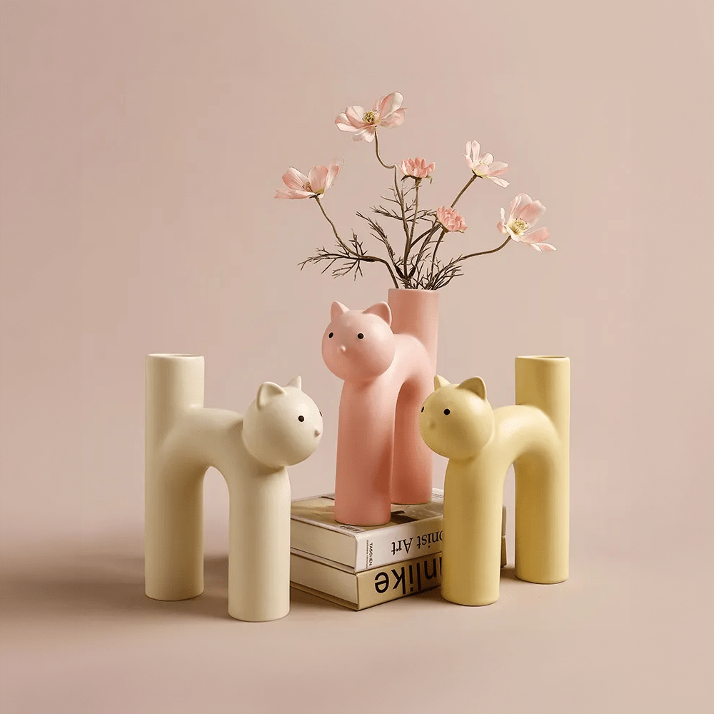 H-förmige Katzenvase Dekoration - Modernes Keramik Tischdesign | Karnz