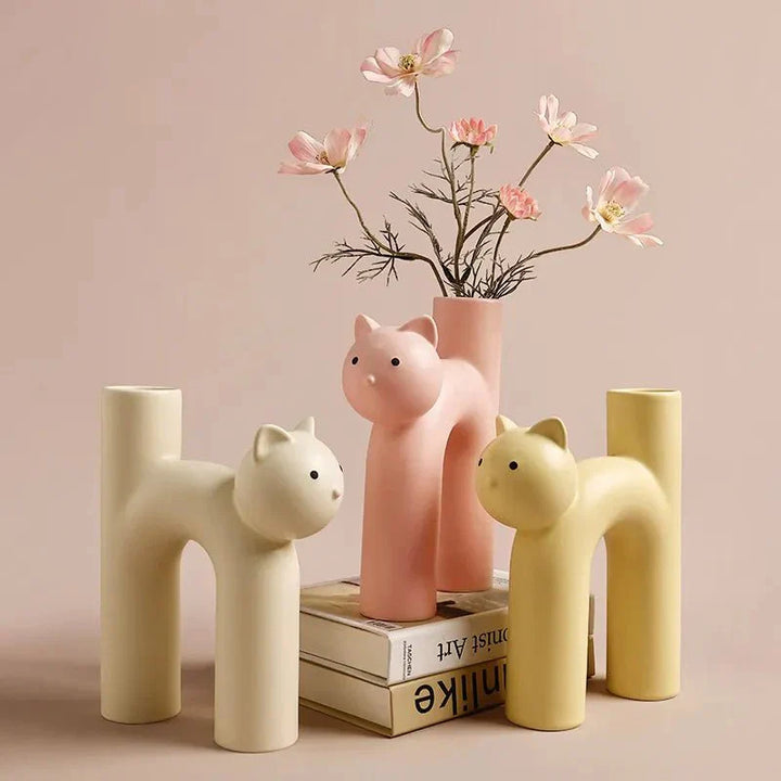 H-förmige Katzenvase Dekoration - Modernes Keramik Tischdesign | Karnz