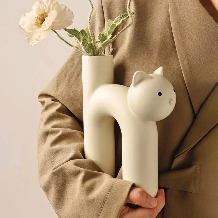 H-förmige Katzenvase Dekoration - Modernes Keramik Tischdesign | Karnz