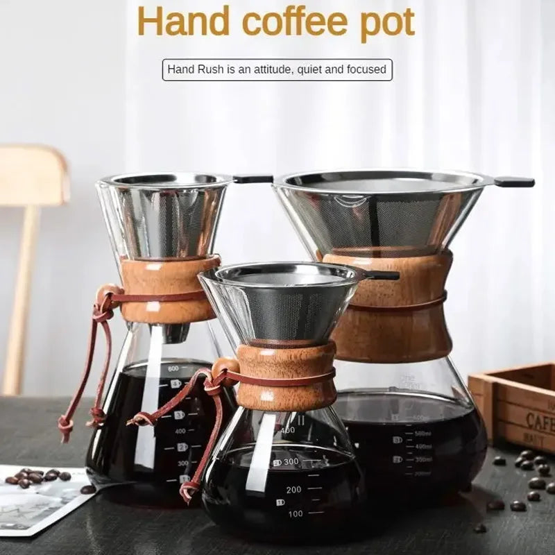 Handglas-Kaffeekanne mit Edelstahlfilter Tropfbrauereikaffe | Karnz