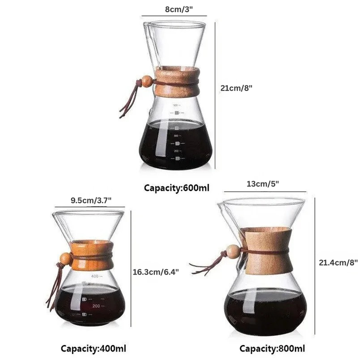 Handglas-Kaffeekanne mit Edelstahlfilter Tropfbrauereikaffe | Karnz