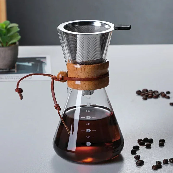 Handglas-Kaffeekanne mit Edelstahlfilter Tropfbrauereikaffe | Karnz