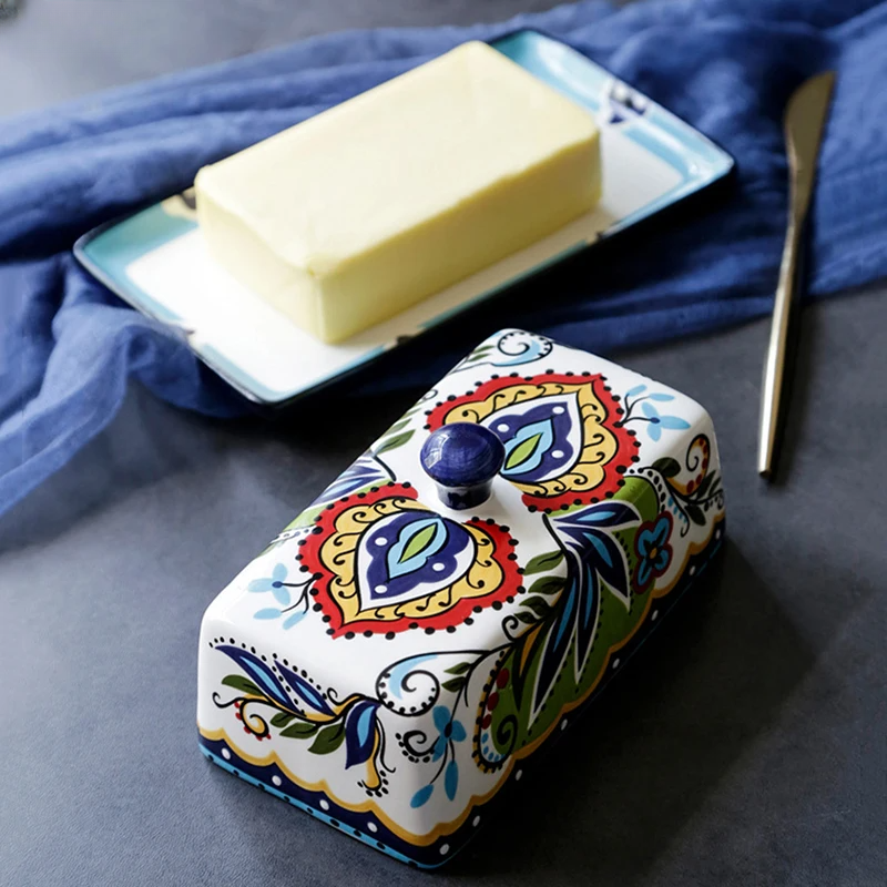 Handbemalte Butterdose im toskanischen Stil - TuscanCharm