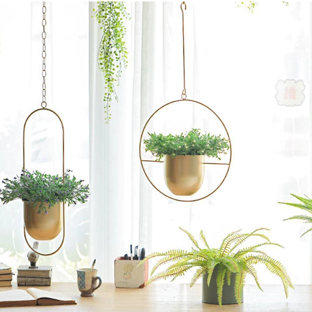 HaloRing Hängender Pflanzenhalter – Metall Hängeblumentopf für drinnen und draußen | Karnz
