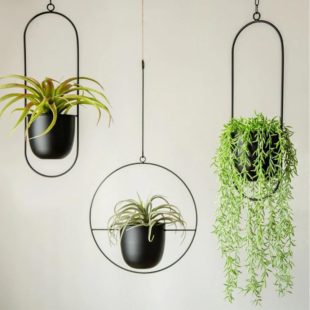 HaloRing Hängender Pflanzenhalter – Metall Hängeblumentopf für drinnen und draußen | Karnz