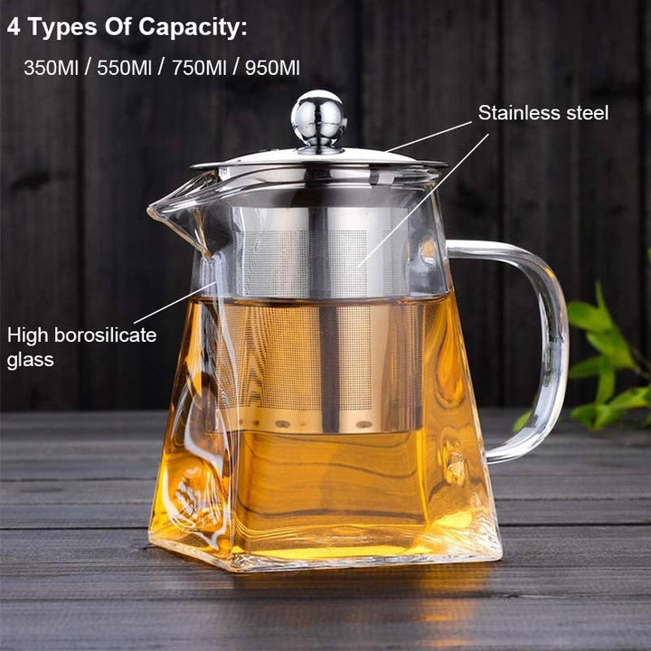 Hitzebeständige Borosilikatglas Teekanne mit Teesieb Filter Teekessel Oolong Teekanne | Karnz