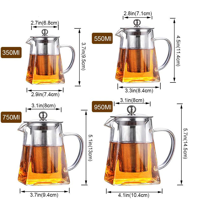 Hitzebeständige Borosilikatglas Teekanne mit Teesieb Filter Teekessel Oolong Teekanne | Karnz