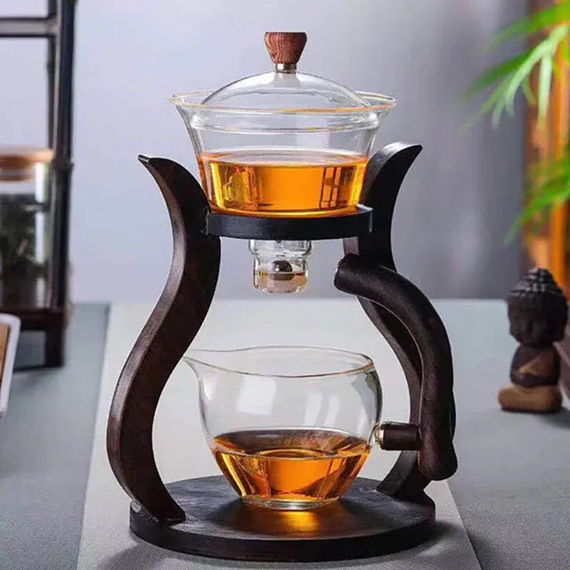 Hitzebeständiges Glas-Teeset mit einem magnetischen, rotierenden Wasserdeckel | Karnz