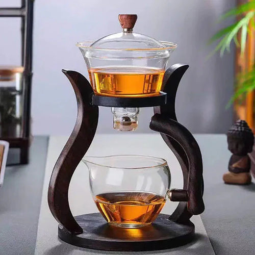 Hitzebeständiges Glas-Teeset mit einem magnetischen, rotierenden Wasserdeckel | Karnz