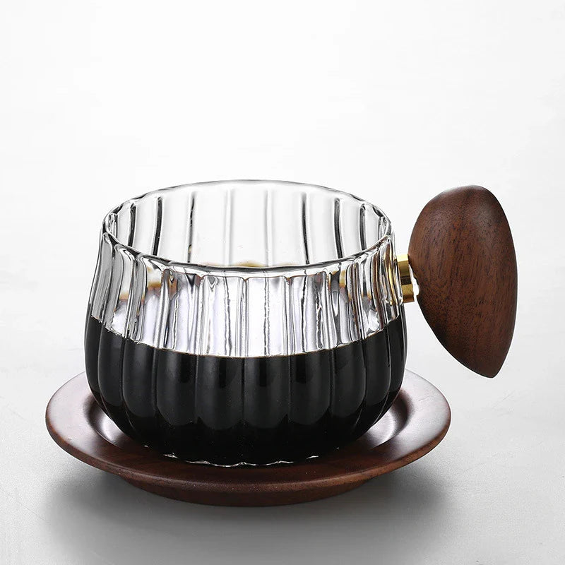 Hitz resistent Hochborosilikatglas Kaffeetasse mit Holzgriff | Karnz
