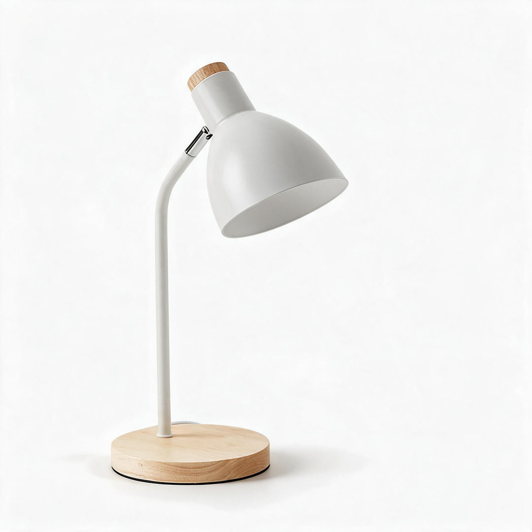 Holztischlampe – Kreative skandinavische Schreibtischlampe aus Holz und Metall