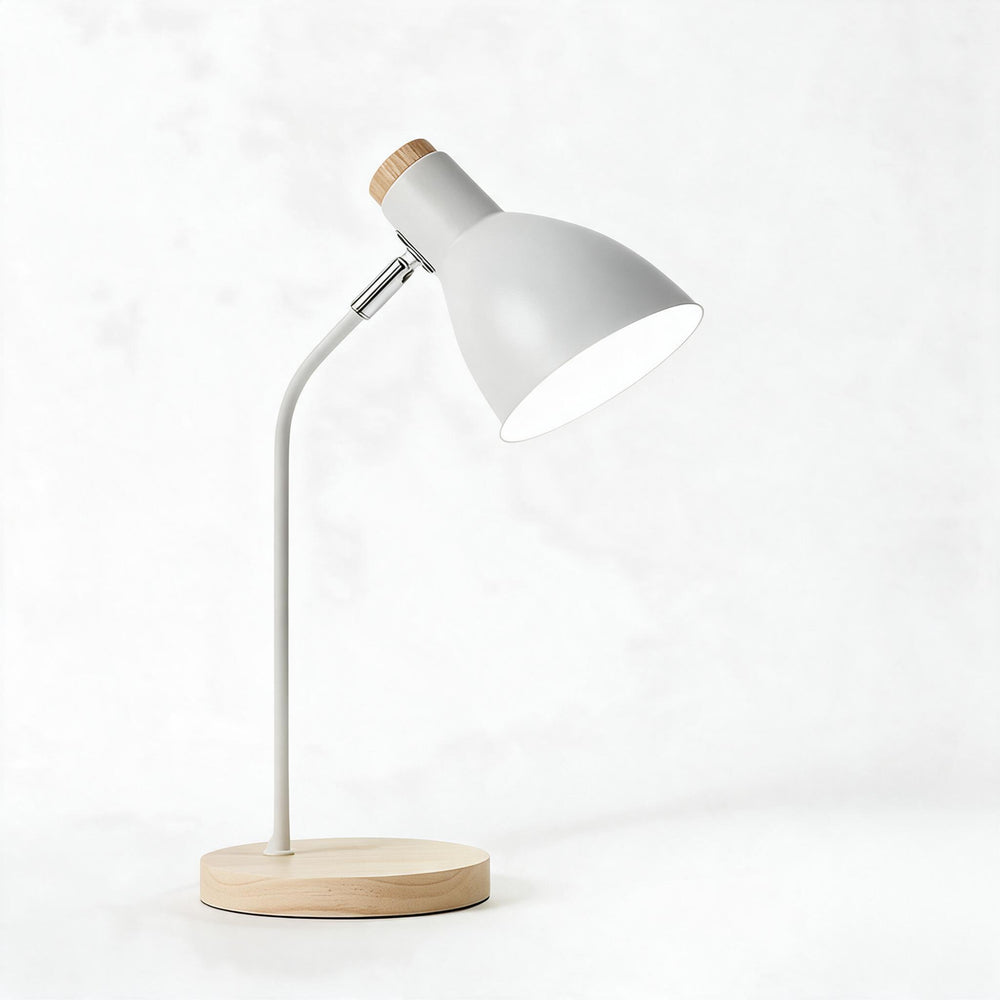 Holztischlampe – Kreative skandinavische Schreibtischlampe aus Holz und Metall