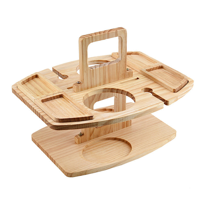 Kompakter Picknicktisch mit Flaschenhalter aus Holz