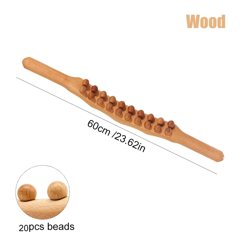 HoutRelax Gua Sha Massage Stick – 60 cm Massagewerkzeug aus natürlichem Holz für tiefe Muskelentspannung | Karnz