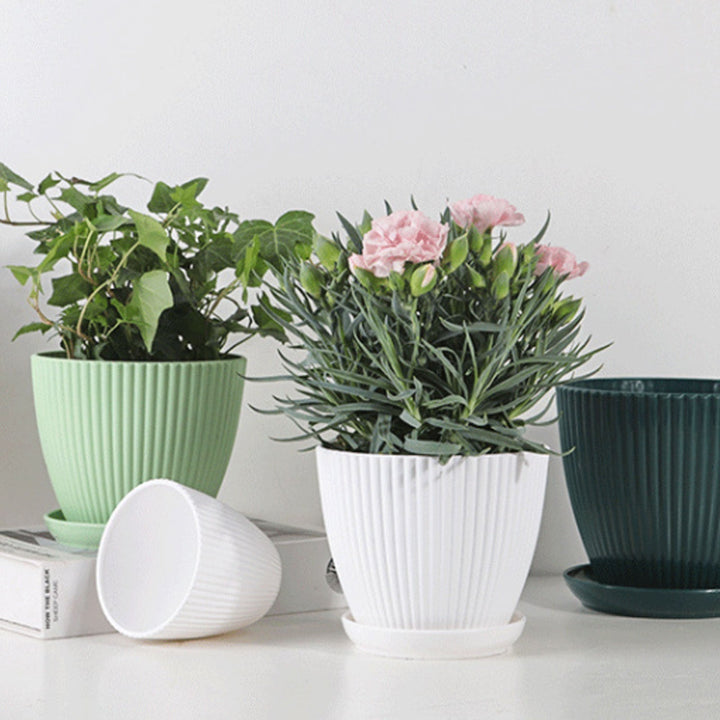 Home Garden Pflanzentopf mit Unterteller - Modernes Kunststoffdesign | Karnz