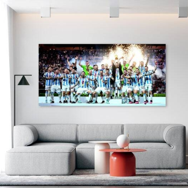 Argentinische Nationalmannschaft, Messi hält Weltmeisterschaft Feier Wandkunst