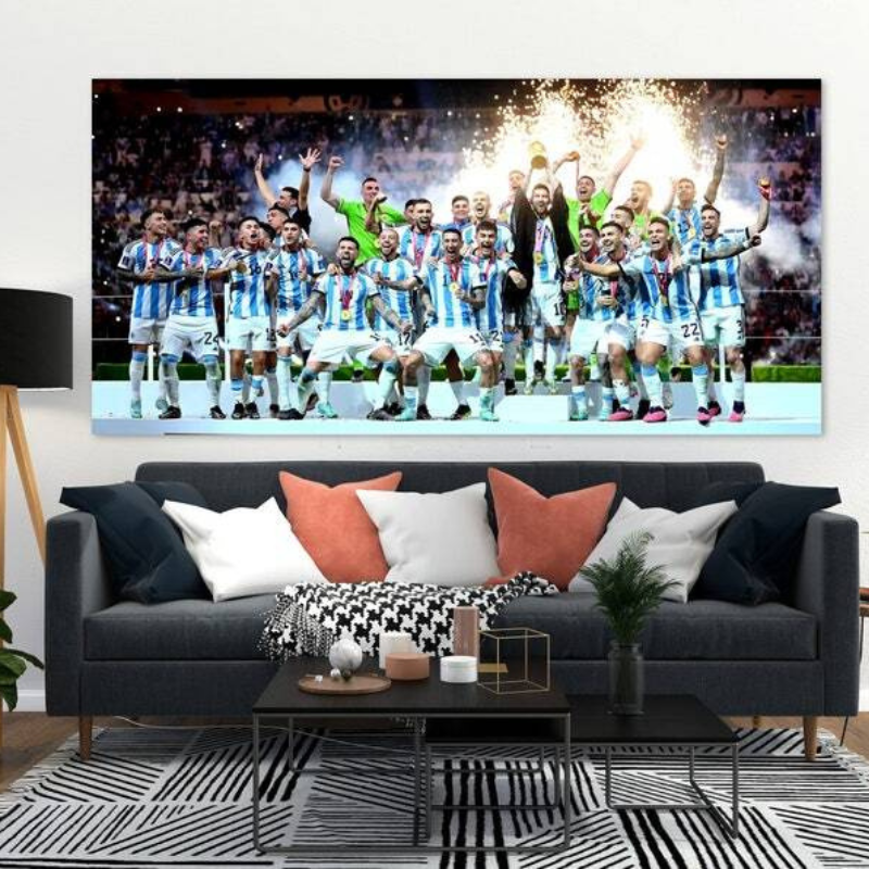 Argentinische Nationalmannschaft, Messi hält Weltmeisterschaft Feier Wandkunst