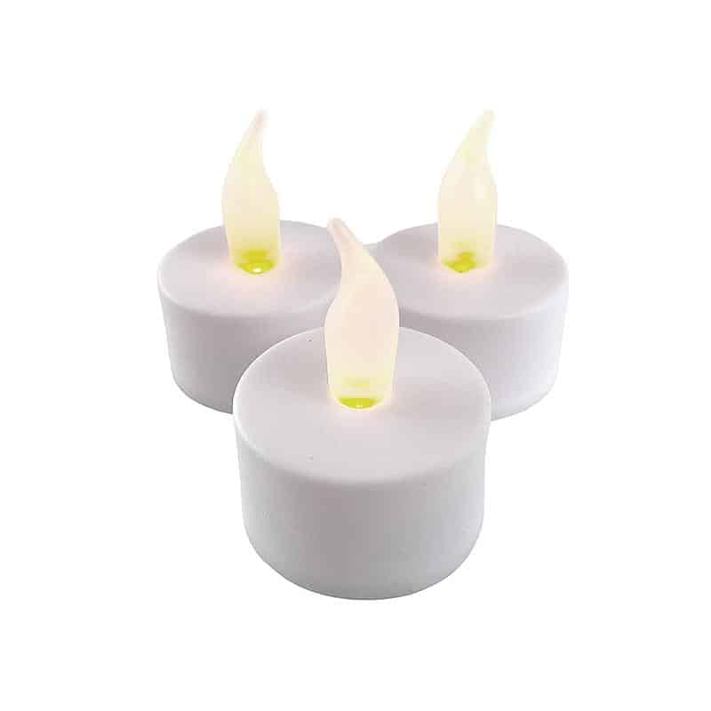 Teelicht LED 12 Stk. in weiss mit Flamme (inkl. Batterien) | Karnz