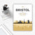 Bristol Skyline, Stadtansicht von Bristol, England, Kunstdruck in Gelb und Grau, Wandbild, Poster, Dekoration für Zuhause