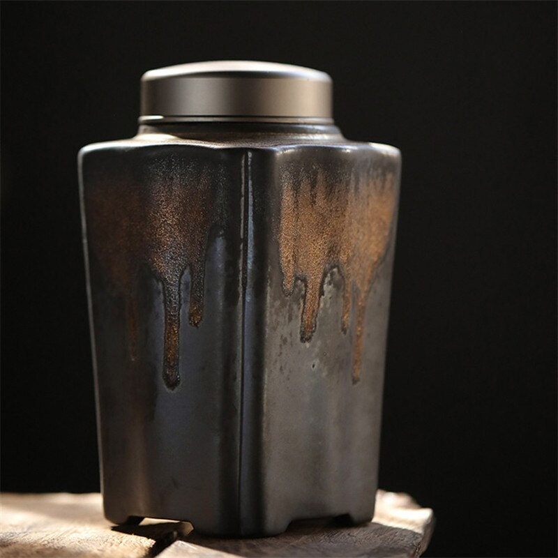 Vintage Keramik Tee- & Kaffeelagerbehälter – 900ml luftdichter Behälter