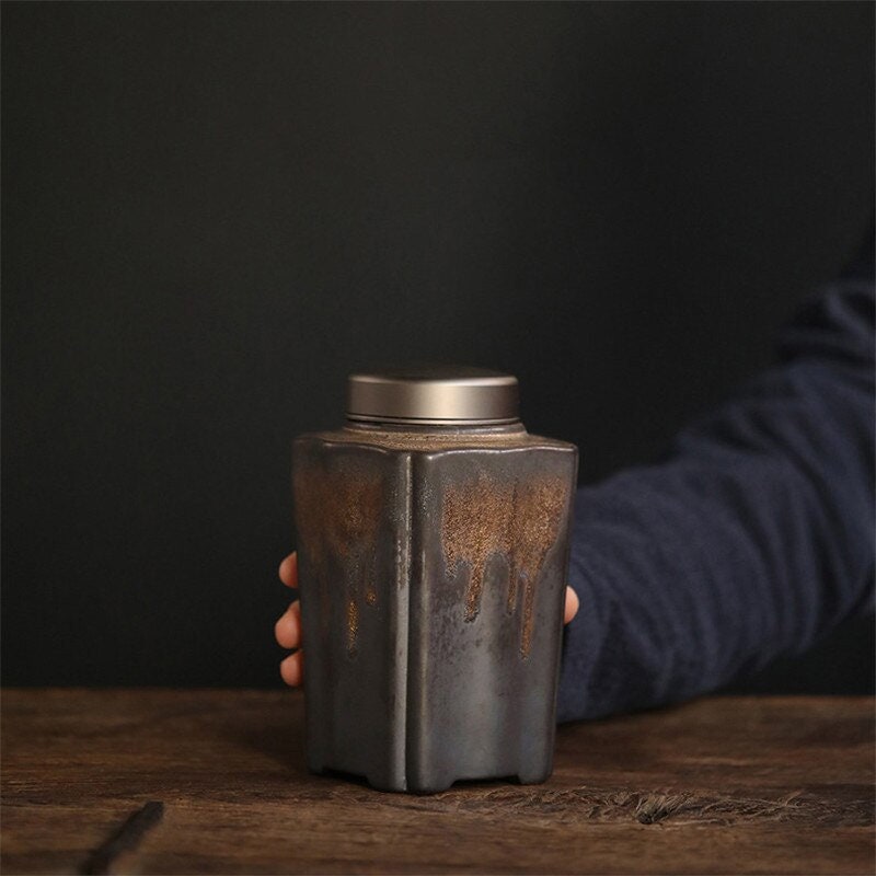 Vintage Keramik Tee- & Kaffeelagerbehälter – 900ml luftdichter Behälter