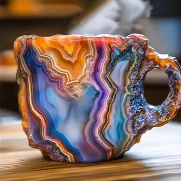 Facettierter Kaffeebecher aus Mineralkristall – Elegante Glastasse