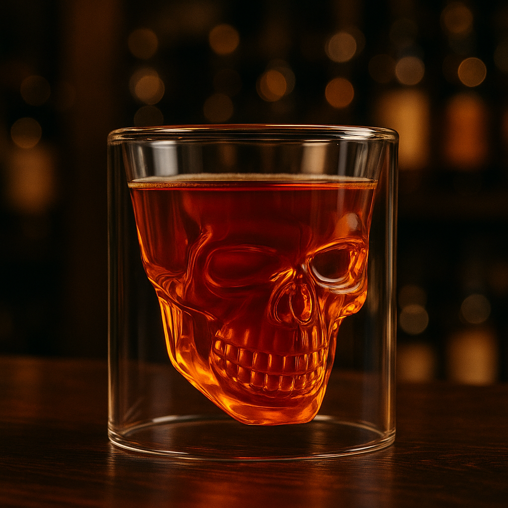 3D Schädelkopf Doppeltrinkglas | Karnz