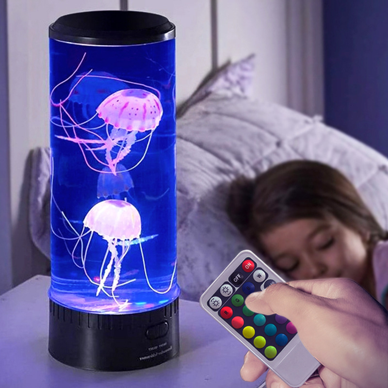 SerenitySphere - LED Aquarium-Quallelampe | Beruhigende Lava-Lampe mit 7 Farben | Atmosphärische Beleuchtung | Karnz