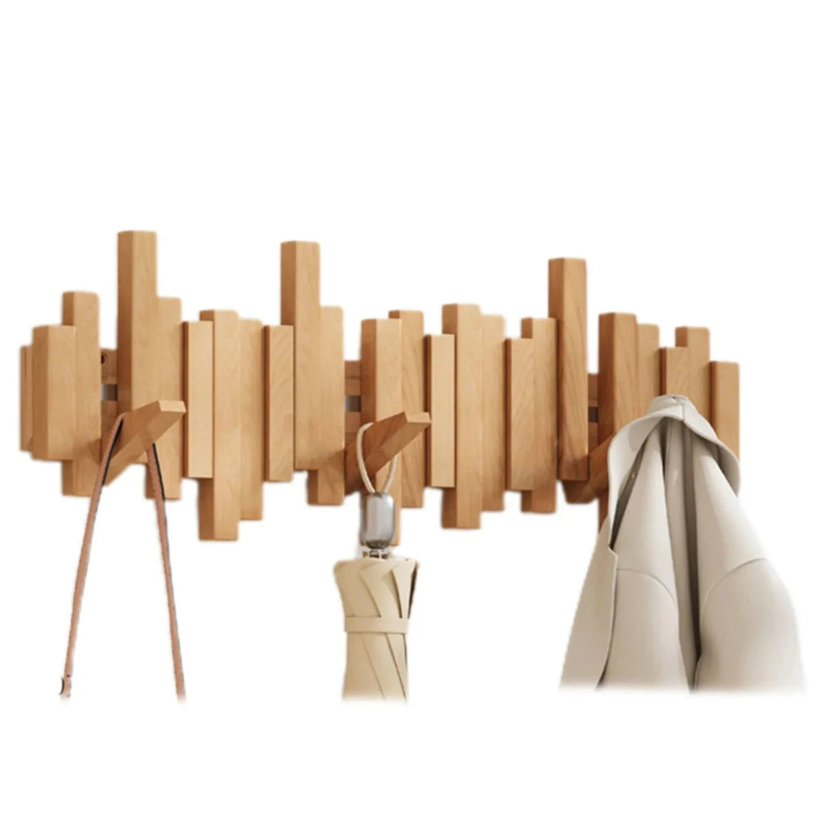 PianoWood Wandgarderobe – Garderobe aus Holzpiano-Tasten aus Walnuss- oder Buchenholz | Karnz
