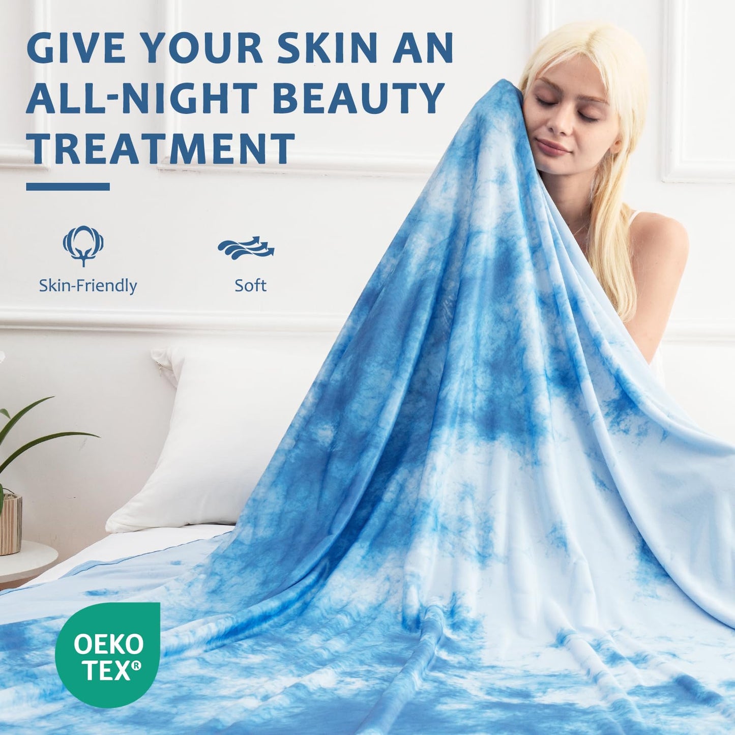 Tie Dye Kühldecke – Q-Max 0,5+ Doppel-Layer Doppelseitige Kühle Touch Decke für angenehme Sommernächte – Blau | Karnz