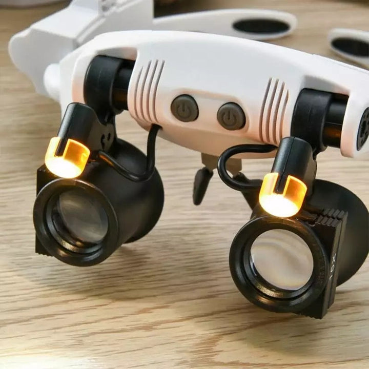 Karnz | Juwelier Kopfband Vergrößerungsglas 8 Linse LED Licht Brille