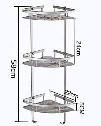 3-Tier Aluminium Badezimmer-Eckregal – Silber Karnz